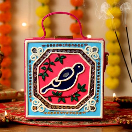 Handcrafted Vegan Leather Bird Lippan Mirror Sling Bag